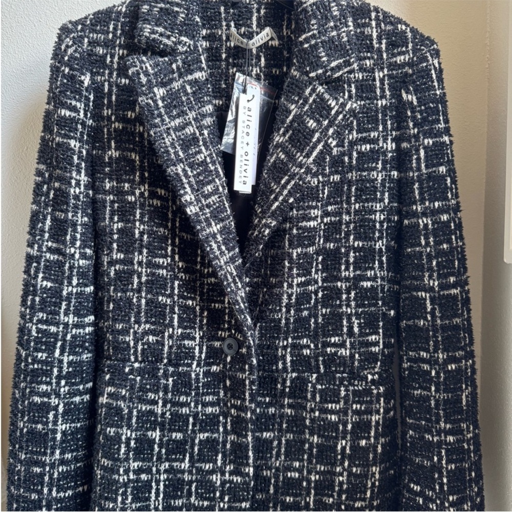 Alice + Olivia Black and White Tweed Blazer - Picture 3 of 6